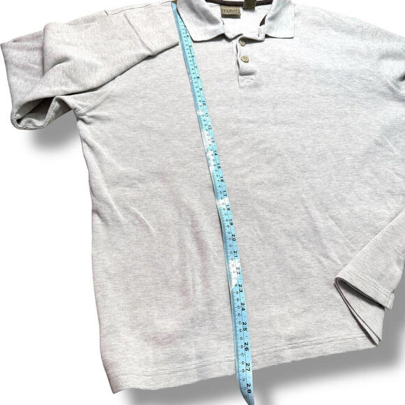 L.L Bean Long Sleeve Rugby Shirt Men Sz L-Tall Waffle Thermal Classic Fit Beige - Picture 11 of 11